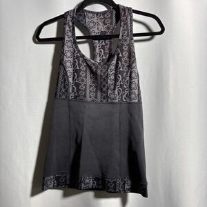 Zaggora "Atomica" Calorie-Burn Hot Tank Sz M Black‎ Gray Atom Print
